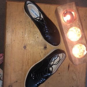 Steve Madden platforms black and glossy